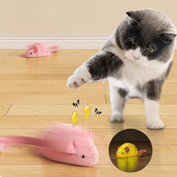 FelioFun Interaktive Plüschmaus | Mit Tiergeräuschen & Leuchtfunktion | 15 cm | Katzenspielzeug