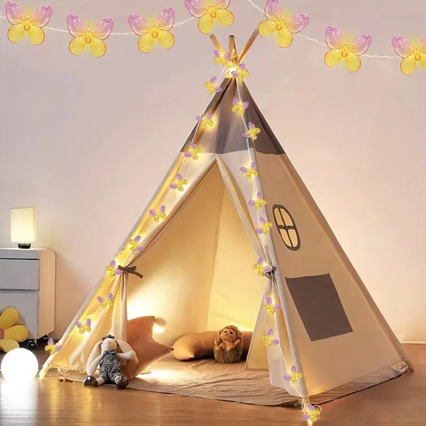 LumiFleur Schmetterlings-Lichterkette | 10/20 LED | Rosa & Gelb | Romantische Deko für Haus & Garten