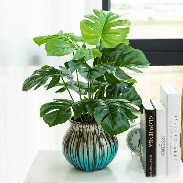 EverTropica Monstera Künstliche Monstera-Pflanze | 43 cm | 12 Zweige | Tropische Dekoblätter für Haus & Garten