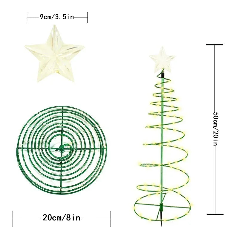 SoluxeTree Solar Weihnachtsbaum Lampe | LED Eisenkunst Deko | Warmweiß & Mehrfarbig | Wasserdicht & Automatisch gesteuert