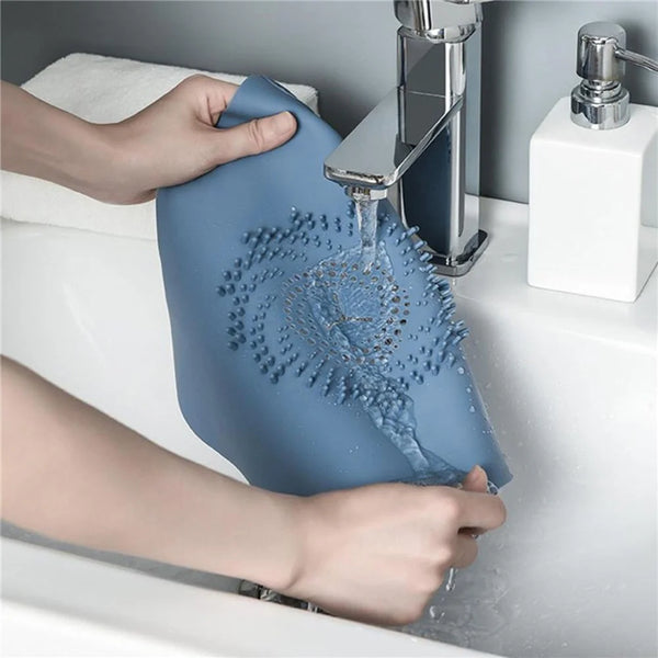 Flowiva Silikon-Abflusssieb gegen Haarverstopfung | Rutschfeste Haarfang-Matte für Dusche, Bad & Küche – 28×28 cm
