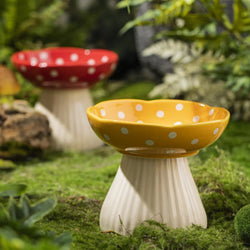 Whiskerella Katzennapf Keramik Erhöht | 15 cm Pilzdesign | Schonend für Schnurrhaare & Nacken | Für Futter & Wasser | Neigbare Form