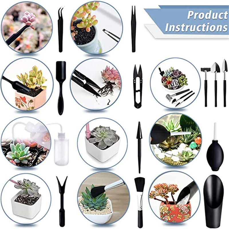 Floriva Mini Gartenwerkzeug Set | Ergonomisch & Platzsparend | Für Sukkulenten & Bonsai | 5/8/13-teilig