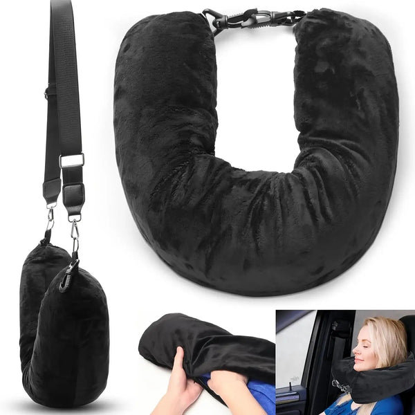 NomadiCo Reisekissen 2-in-1 | Füllbar mit Kleidung | Nackenkissen & Aufbewahrungstasche | Waschbar & Ergonomisch