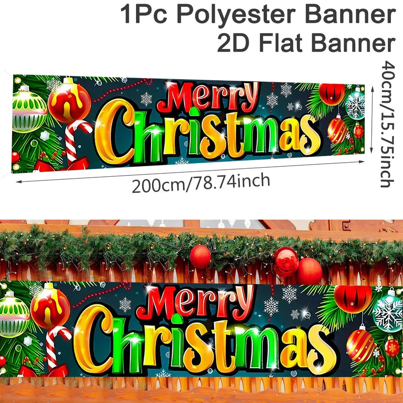 FestiJoy Weihnachts-Banner | Merry Christmas & Happy New Year 2025/2026 | Outdoor & Indoor Deko | Wetterfest & Wiederverwendbar