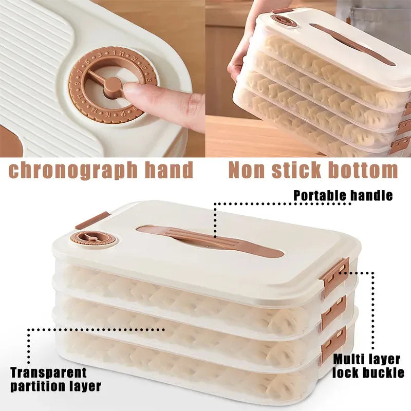 Frescura Gefrierbox für Teigtaschen | Stapelbare Lebensmittel-Aufbewahrungsbox mit Frischefunktion | 3- oder 4-lagiger Vorratsbehälter für Dumplings, Fleisch & Käse | Lebensmittelecht & Platzsparend