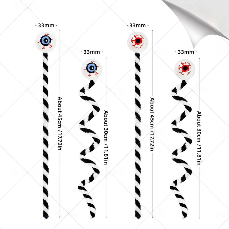 Creepos Halloween-Augen Deko | Hüpfende Garn-Augen | Schwarz-Weiß Anhänger | Indoor & Outdoor Party Deko