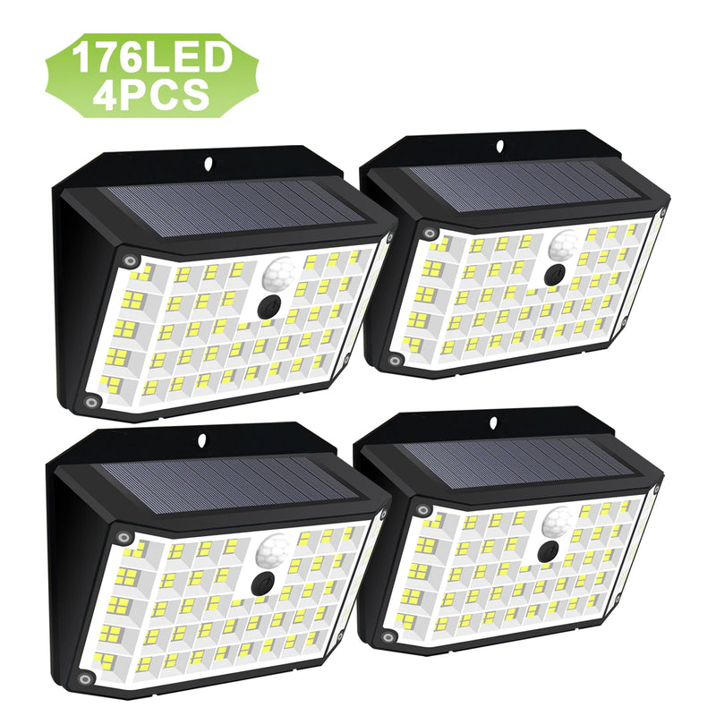Solurex MotionLight 176 Solar Wandleuchte Außen mit Bewegungsmelder | 176 LEDs | 3 Modi | IP65 Wasserdicht | 3,7V 1W | Schwarz
