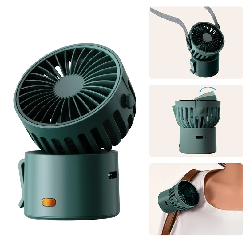 Mini-Ventilator CoolEase GoClip | Tragbarer USB-C Lüfter mit 1000 mAh Akku | Zum Umhängen, Anstecken oder Aufstellen | 3-in-1 Sommer-Frische für Unterwegs