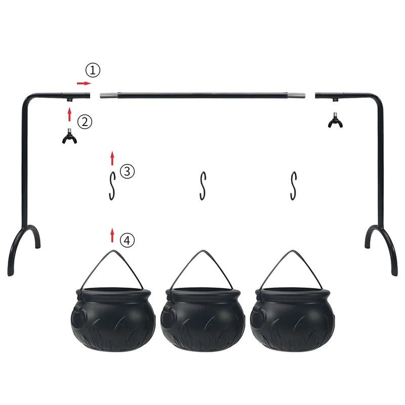 CauldronCharm | Halloween Hexenkessel Schalen Set (3 Stück) mit Ständer | Deko & Serviergeschirr