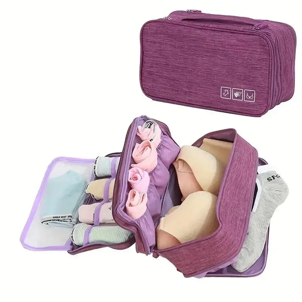 Packinna Faltbare Unterwäsche-Reisetasche aus wasserabweisendem Stoff | BH- & Slip-Organizer für Reisen | Gepäck-Organizer für Damen & Herren | Wäschetasche mit Fächern
