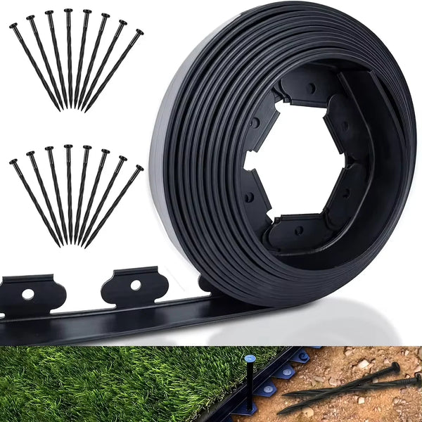 FlexEdge Pro | 10 m Rasenkanten-Set inkl. 30 Erdspieße | Flexible Beet- & Wegeeinfassung ohne Graben | Schwarz oder Grün