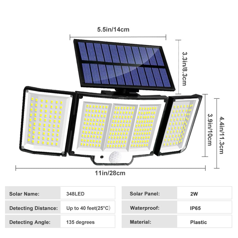 Solar-Wandleuchte LumoGuard 318LED | Bewegungsmelder & 3 Leuchtmodi | IP65 Wasserdicht für Garten, Terrasse & Zaun