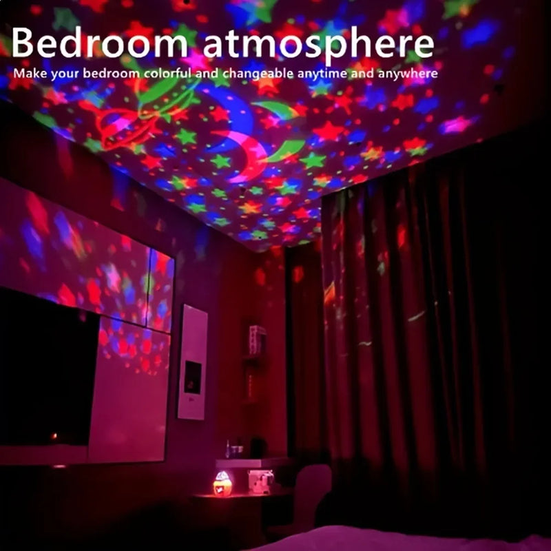 Astroria LED Sternenhimmel Projektor | Rotierendes Nachtlicht mit Mond & Sternen | RGB Farbwechsel | Für Kinderzimmer & Partys