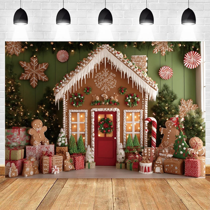Festivella | Weihnachts-Fotohintergrund | Lebkuchenhaus & Schneelandschaft | Kinder & Familien Shooting Deko | Polyester/Vinyl | 300×200 cm