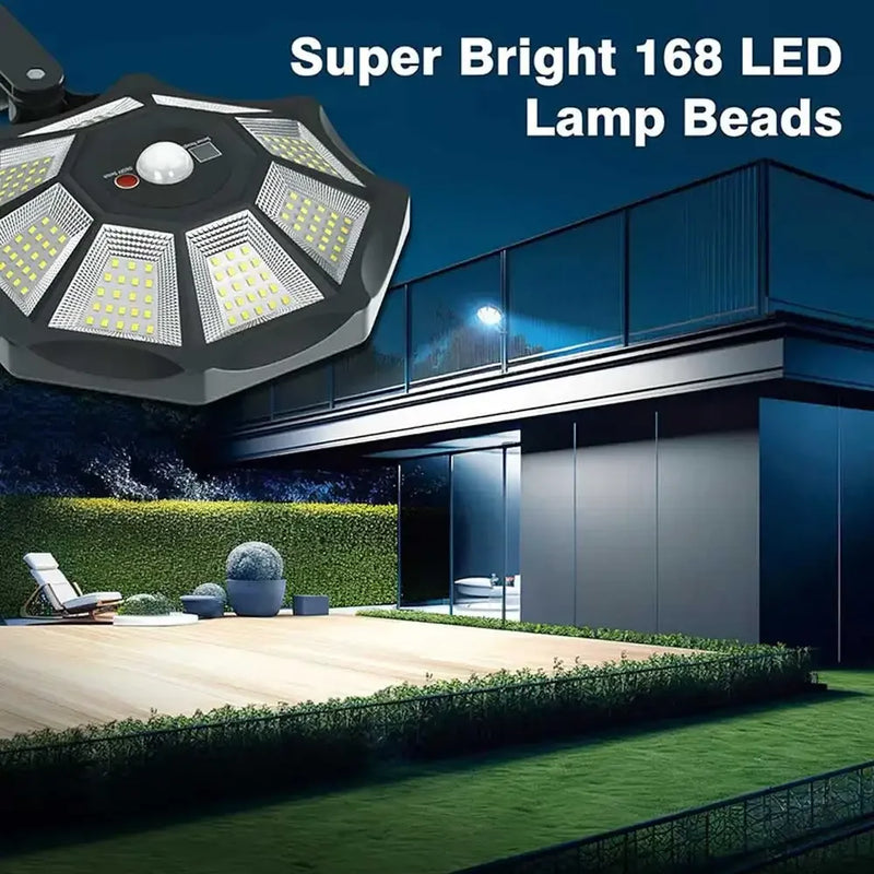 Solarkon OctaBeam | 168 LED Solarleuchte | 360° Weitwinkel | IP65 | Mit Fernbedienung & Bewegungsmelder