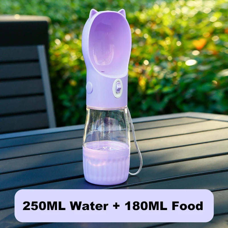 PetHydra Duo Hunde-Trinkflasche mit Futterbehälter | 2-in-1 Outdoor Spender | Für Kleine & Große Hunde & Katzen
