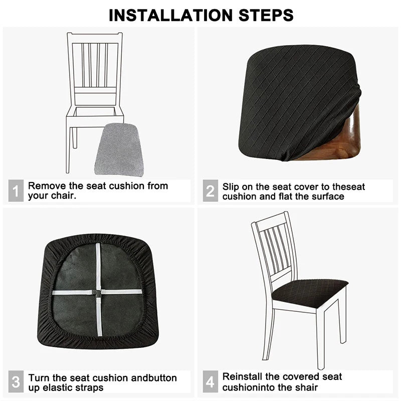 CasaLino | Wasserdichte Stuhl-Sitzbezüge | Elastisch & Waschbar | Kariertes Design | 4 Varianten | Für Küche & Esszimmer