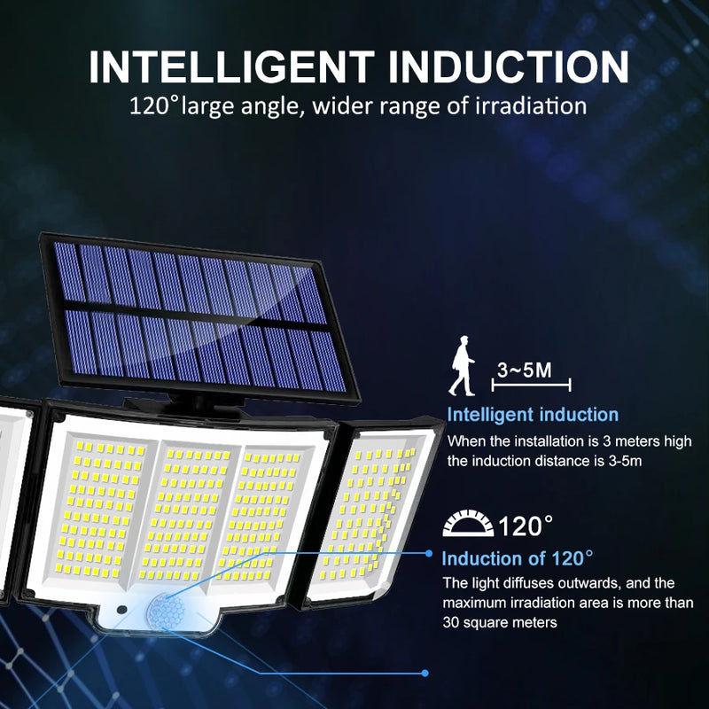 Solar-Wandleuchte LumoGuard 318LED | Bewegungsmelder & 3 Leuchtmodi | IP65 Wasserdicht für Garten, Terrasse & Zaun