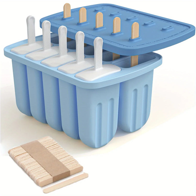 Frozzio DIYPop Eisformen-Set Silikon mit Holzstielen | BPA-frei & Wiederverwendbar | Für selbstgemachtes Eis im Sommer