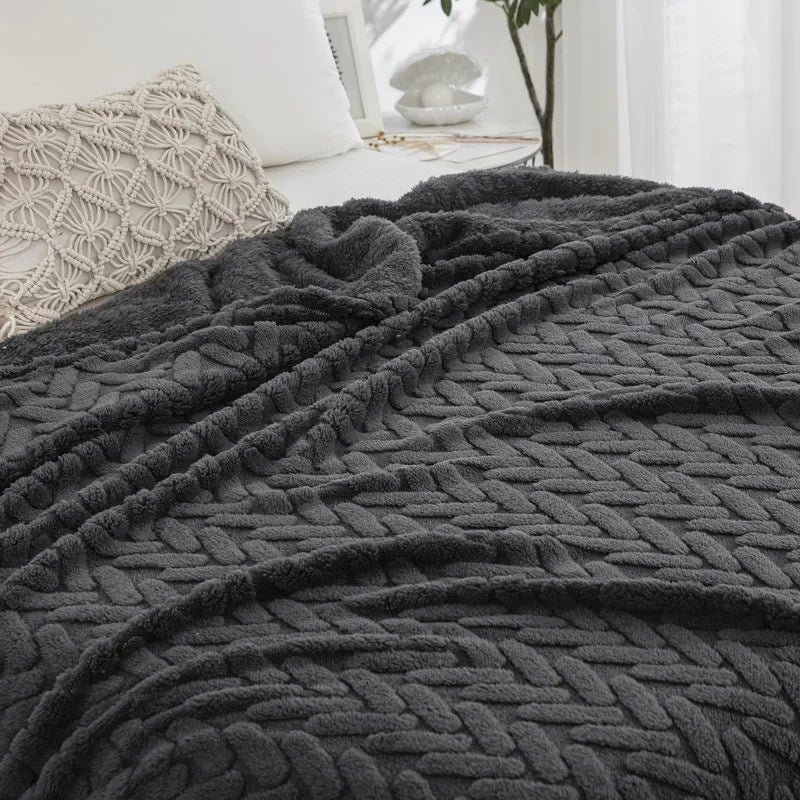 Jacquard-Fleece-Decke CozyWeave | Einlagig & Beidseitig | Weiches Tafu- & Shu-Baumwollfleece | Für Herbst & Winter