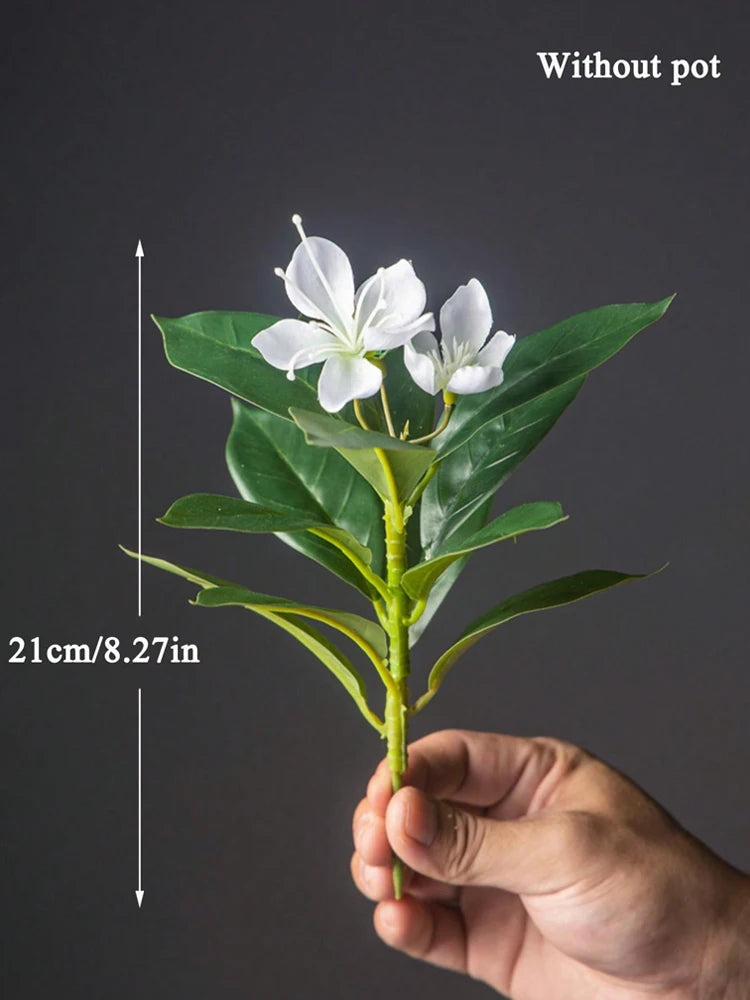TropiLeaf Azalea Künstlicher Azaleen- & Gummibaumzweig | 21–40 cm | Tropische Blätter & Blüten | Deko für Haus, Büro & Garten