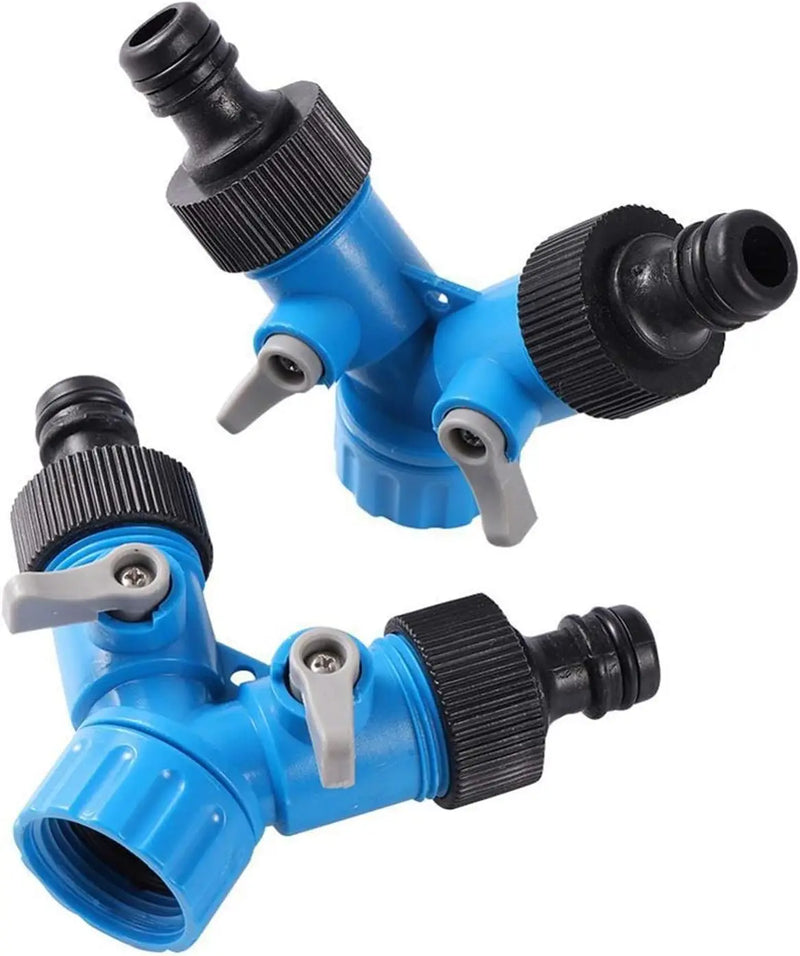 AquaSplitz 3/4" Y-Verteiler mit Absperrhahn | Schnellanschluss-Gewindekupplung | Für Gartenbewässerung & Autowäsche