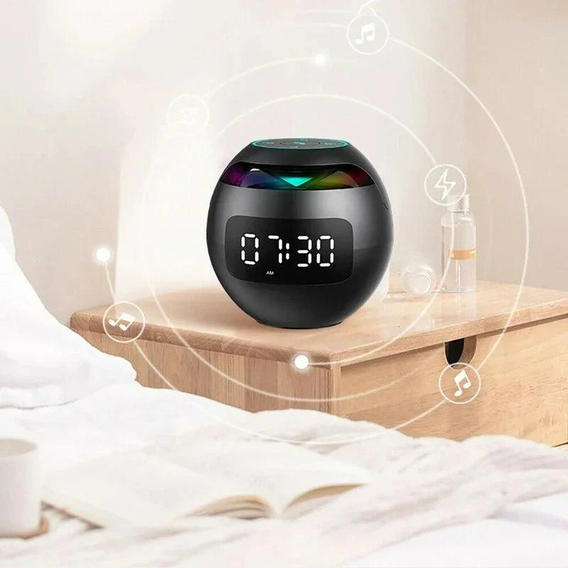 Kugel Lautsprecher Wecker | Bluetooth 5.0 | LED Nachtlicht | 2200 mAh Akku