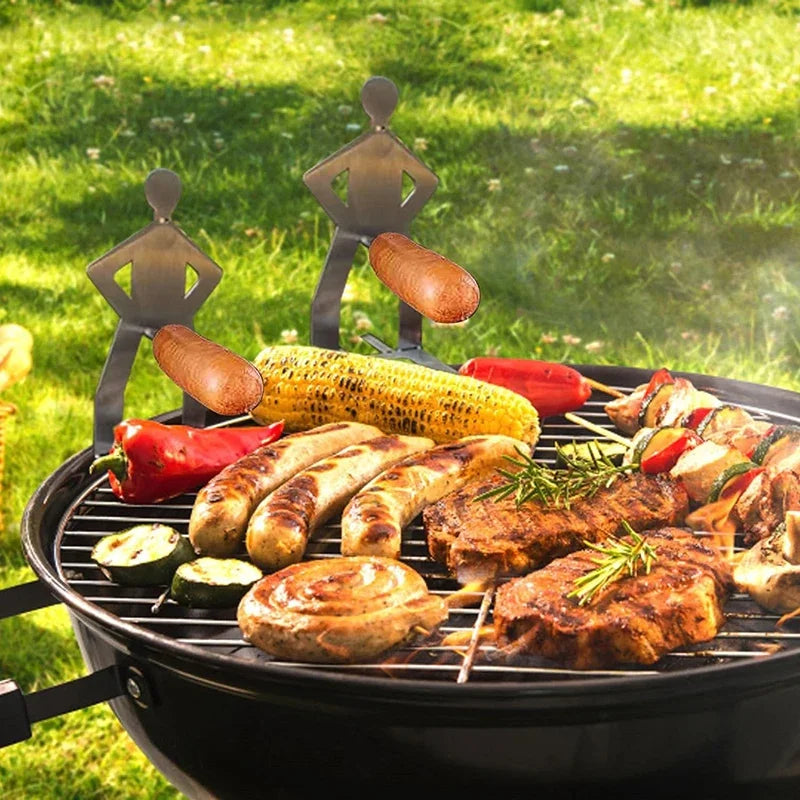 Grillino HotDogHero Lustiger Wurstgrill-Halter aus Edelstahl | Humanoides Design | Für BBQ, Camping & Picknick