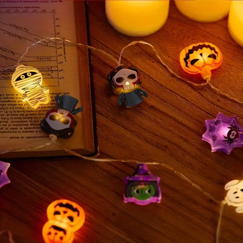 SpookyGlow Halloween Lichterkette | Kürbis, Mumie & Geist | 10/20 LED | Batteriebetrieben | 1,5 m / 3 m