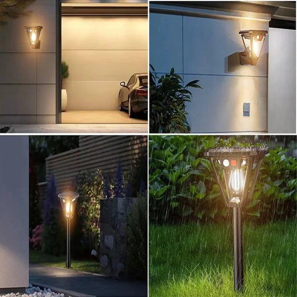 SolaLuma Solar Gartenlampe 2-in-1 | Mit Bewegungs- & Lichtsensor | LED Außenleuchte | Wand- & Bodenmontage