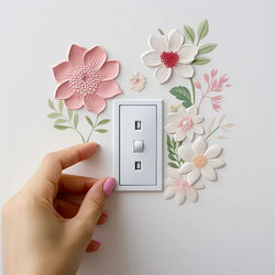 Wandsticker Decoflora SwitchBloom | Blumen-Schaltersticker aus PVC | Abnehmbar, wasserdicht & selbstklebend | Für Wohnzimmer, Bad & Schlafzimmer
