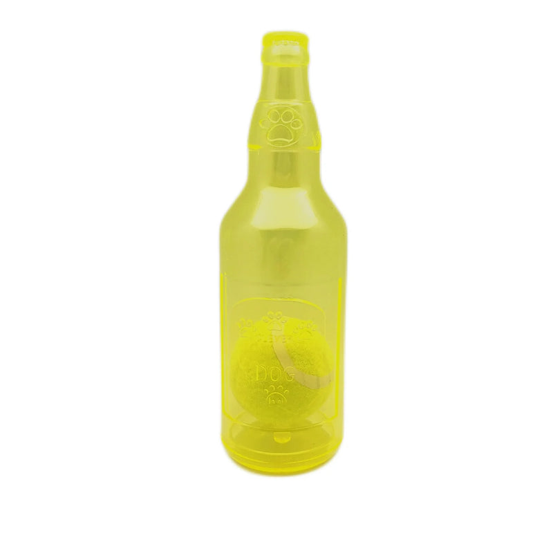 Hundespielzeug BounceBottle | Quietscht & Springt | TPR-Gummi mit Tennisball-Design | Für Kleine bis Große Hunde