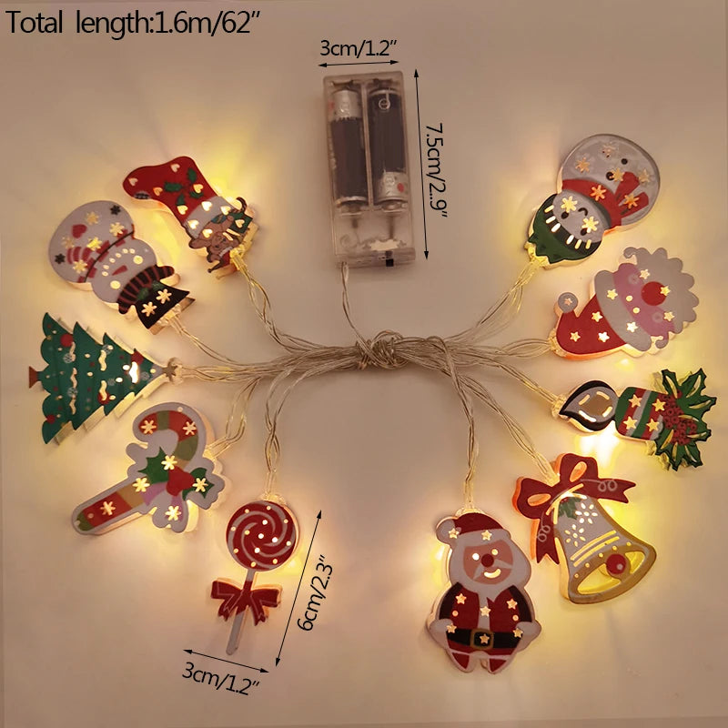 LED Weihnachtslichter FrostGlow | Acryl Schneemann & Tannenbaum | 10er Lichterkette | Festliche Deko für Weihnachten & Neujahr 2025