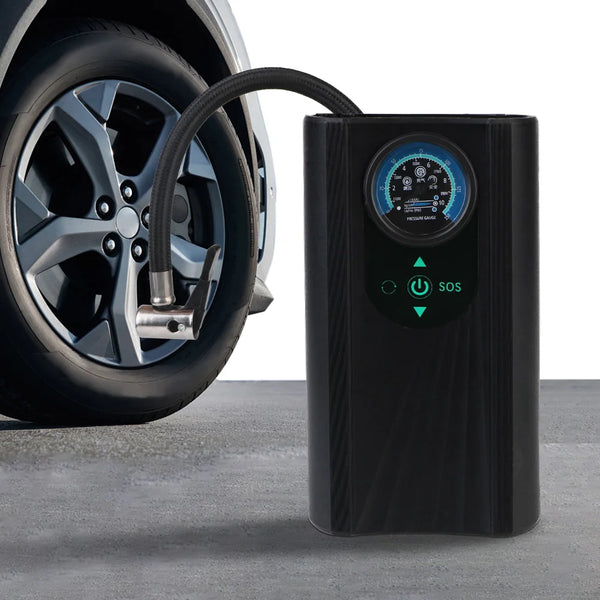 Reifenpumpe AutoAirX Pro | Tragbarer Kompressor 12V | Metallzylinder | Für Auto, Motorrad, Fahrrad & Ball