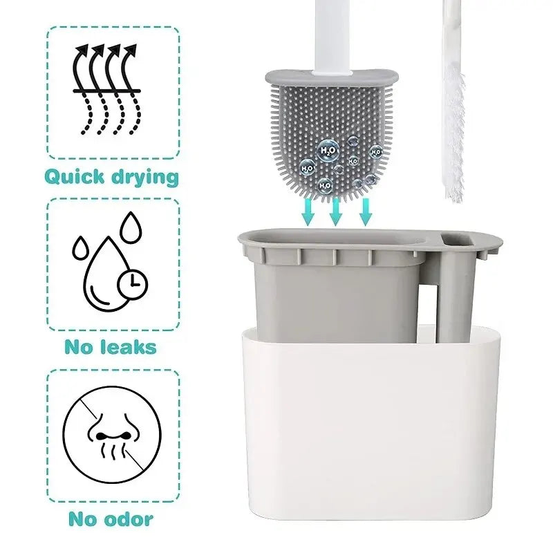 Toilettenbürste HygieBrush DuoClean | 2-in-1 Silikon-WC-Bürstenset mit Wandhalterung | Antibakteriell & platzsparend