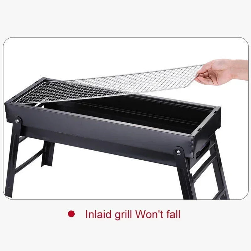 FireGrill Pro Faltbarer Holzkohlegrill | Tragbar & stabil | Für Outdoor, Camping & Picknick | 60 × 20 × 31,5 cm