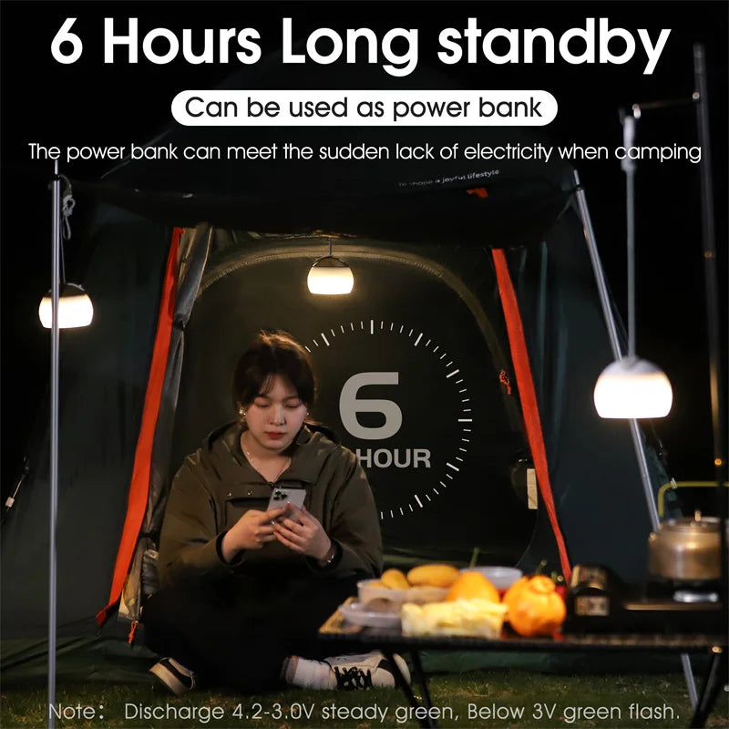 LumoCamp Tragbare LED-Zeltlampe mit Haken | USB-C Wiederaufladbar | Hängelampe für Camping & Notfälle | Kompakt & Leicht