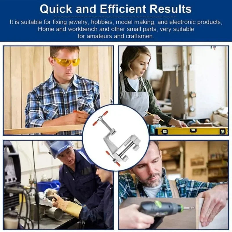 GripMaster Mini-Aluminium-Schraubstock | 360° drehbar & verstellbar | Kompakt & robust | Für DIY, Reparaturen & Modellbau | 7,2 × 8,2 cm