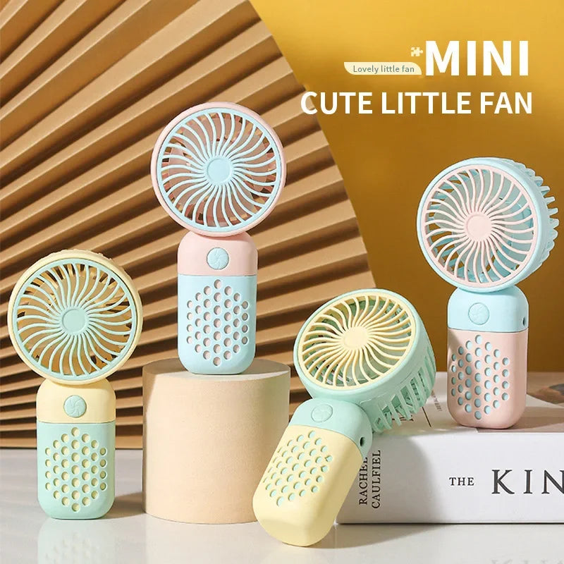 Mini-Handventilator PockeLuft 2025 | USB-aufladbar | Tragbar & superleise | Süßes Cartoon-Design für Kinder & Schule