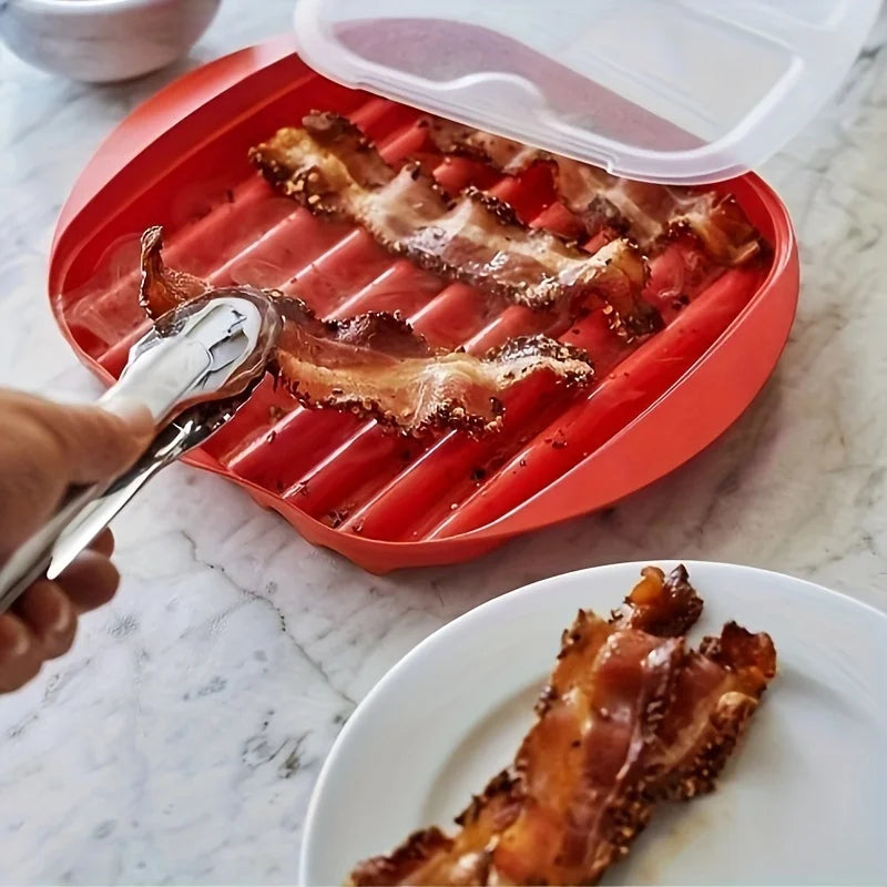 CRISPYWAVE Mikrowellen-Bacon-Grill | Fettarm & Schnell | Auch für Pizza & Snacks