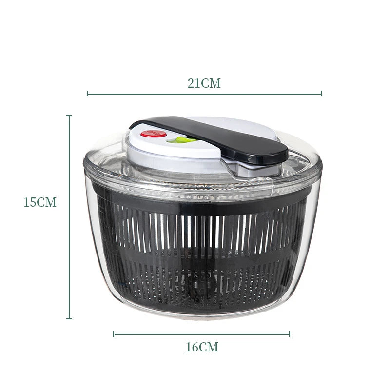 Salatschleuder Spinavera Pro | 3-in-1 Gemüsetrockner & Waschkörbchen | Hebeltechnik & Stopptaste | 21×16×15 cm