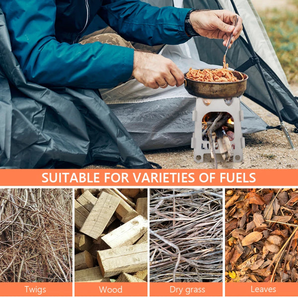 Tivaro Ultraleichter Titan-Holzkocher | Faltbar & tragbar | 12,8 × 11,5 × 16 cm | Für Camping & Trekking