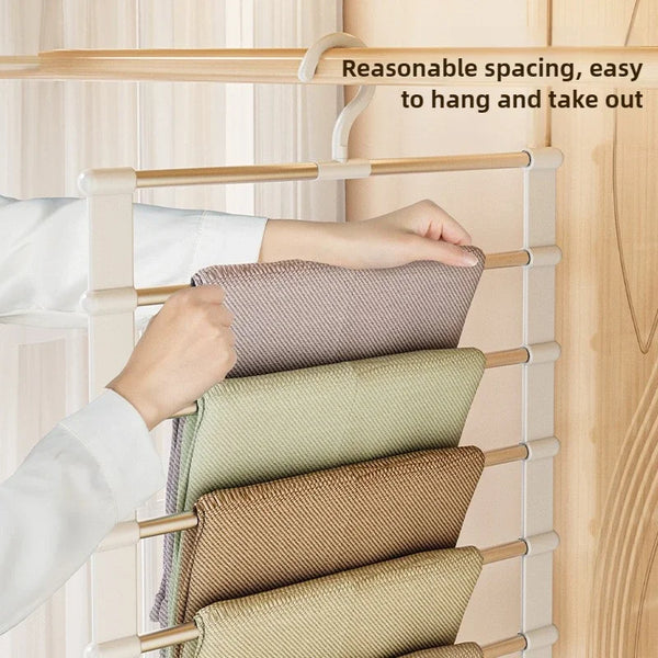 SteelSpace Hosenbügel Edelstahl | 5/7 Ebenen | Faltbar & Platzsparend | Kleiderschrank-Organizer