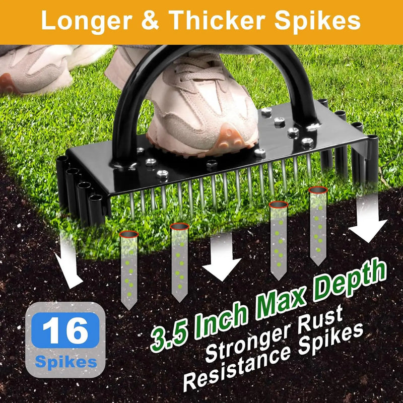 Verdex AirCore Pro 2-in-1 Hand-Rasenlüfter aus Stahl | Mit 16 Spikes & 8 Erdkernen | Für Garten, Rasen & Bodenpflege