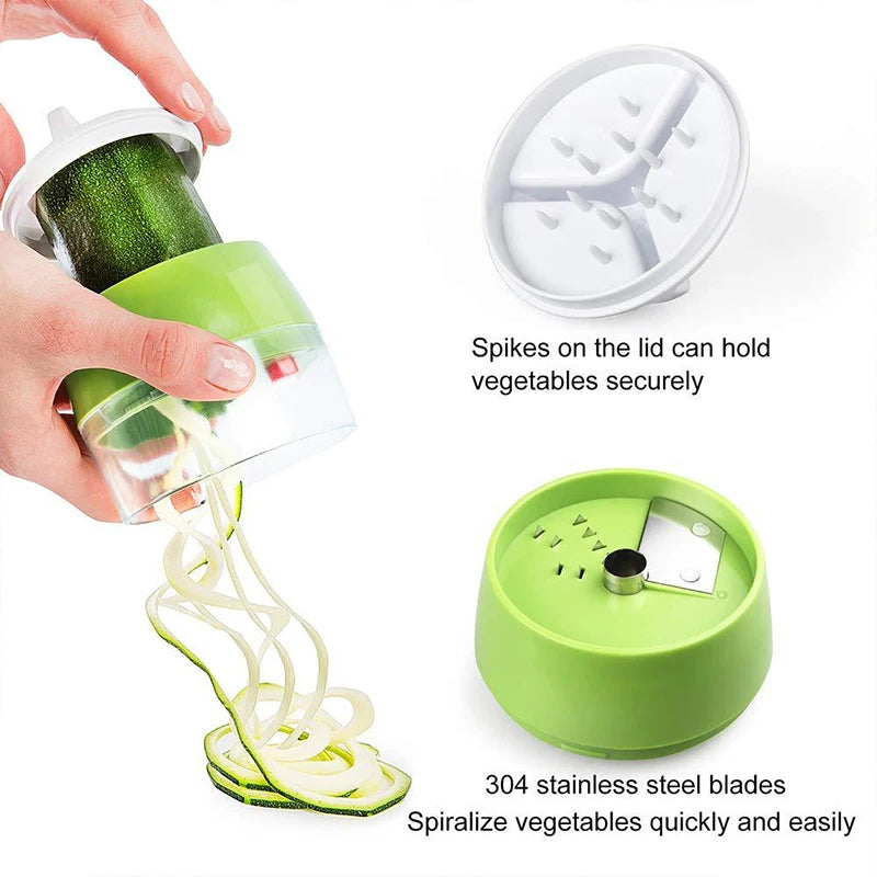 Twistello SpiralChef Handspiralschneider für Gemüse | 4-in-1 Spiralschneider | Für Zoodles, Spaghetti & Gemüseringe | Spülmaschinengeeignet