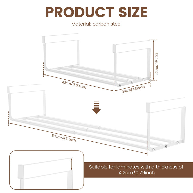 FlexoRack | Teleskopisches Hängeregal für Schränke | Verstellbar 38,5–70,5 cm | Für Küche, Bad & Büro