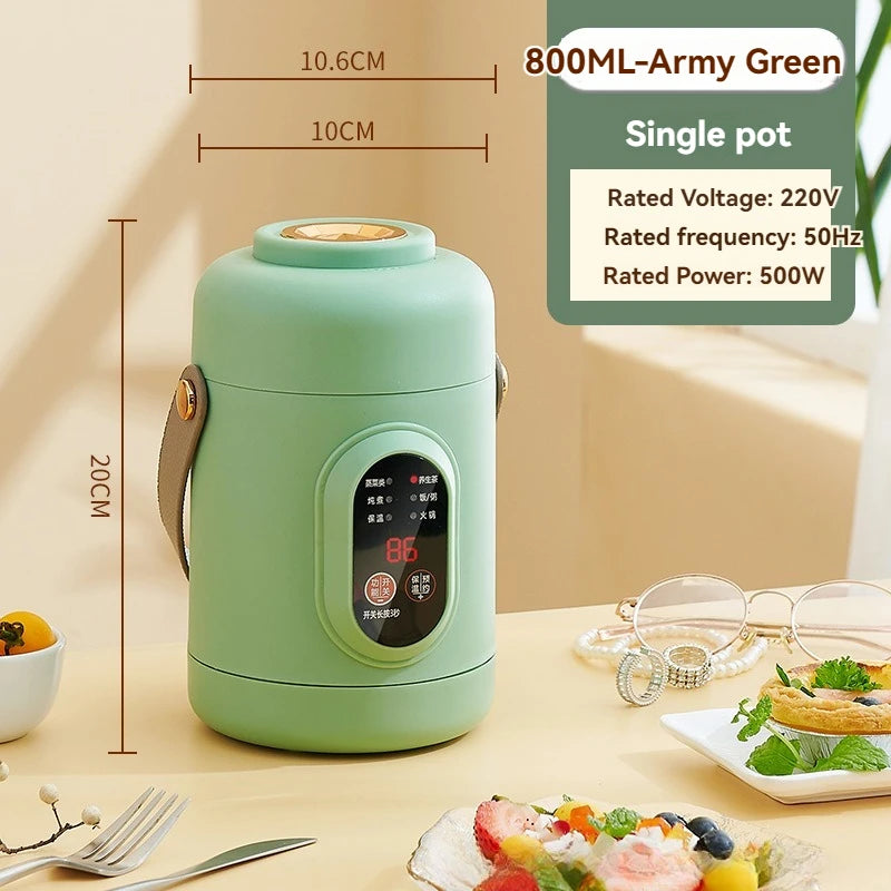 NutriCook One Elektrischer Mini-Kochtopf 1L | Tragbarer Schongarer & Suppenbereiter | Smart Timer-Funktion | Für Büro & Zuhause