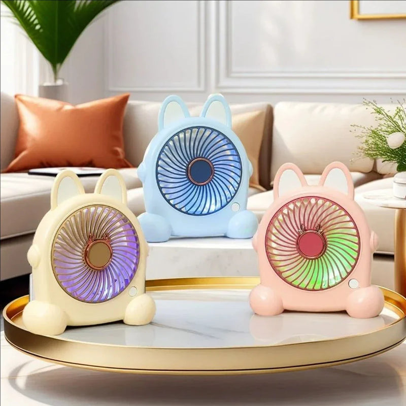 BrisePals MiniCool Mini Tischventilator Hund & Capybara | 3-Stufen Wind | USB-Ladung | Leise & Handlich