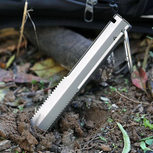 Tivaro EdgeLite Titan-Handschaufel mit Wellenschliff & Clip | Ultraleicht & rostfrei | Für Camping, Garten & Outdoor